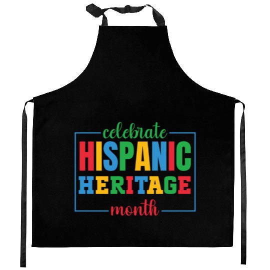 Hispanic heritage month colorful text image colorf Kitchen Aprons