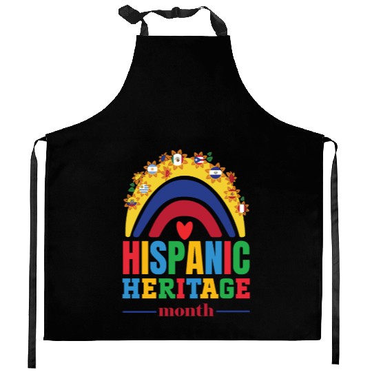 Hispanic heritage month flags colorful rainbow col Kitchen Aprons