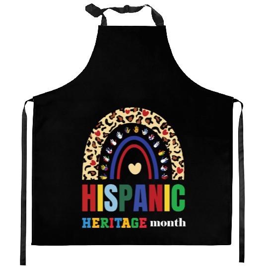 Peace love hispanic heritage colorful rainbow colo Kitchen Aprons