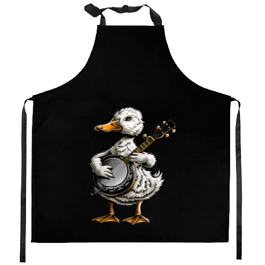 Ducks Farm Animal Farmer Bluegrass Banjo Player Kitchen Aprons
