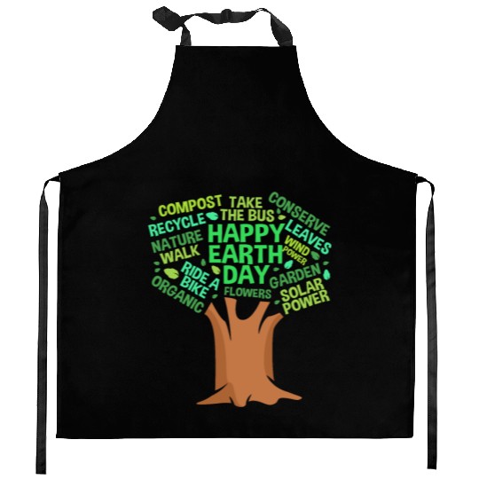 Happy Earth Day Tree For Earth Science Lover Kitchen Aprons