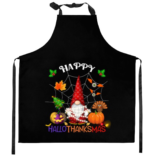Happy HalloThanksMas Gnome Kitchen Aprons