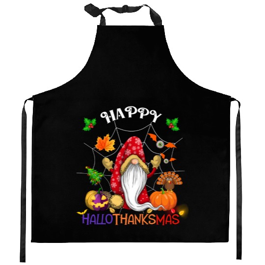 Happy HalloThanksMas Gnome Kitchen Aprons