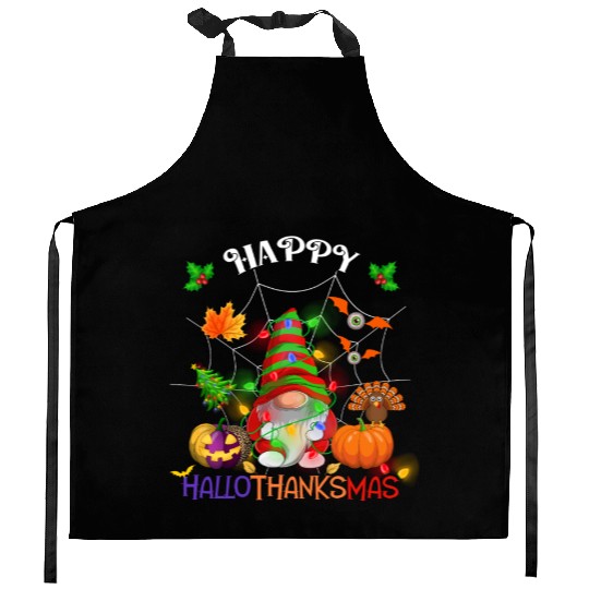 Happy HalloThanksMas Gnome Kitchen Aprons