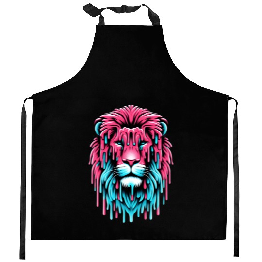 A Lion's Head Covered In Ice Cream Kitchen Aprons