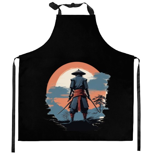 Retro Samurai Kitchen Aprons