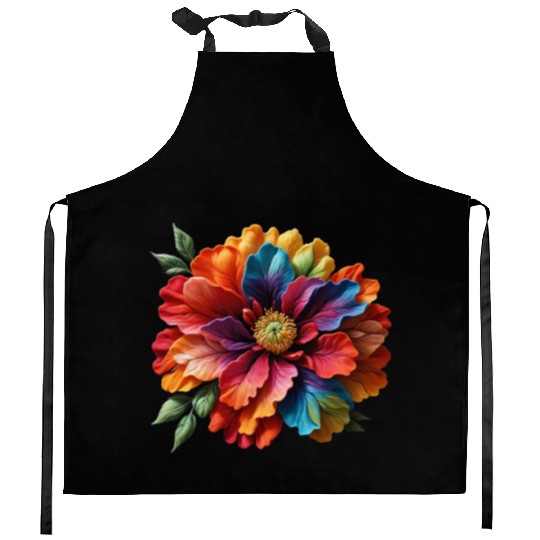Vibrant Spectrum Bloom Kitchen Aprons