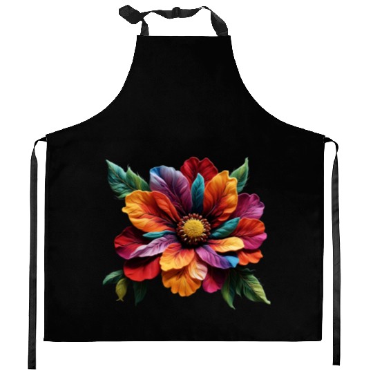 Spectrum Bloom - A Symphony of Floral Hues Kitchen Aprons