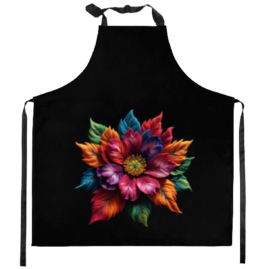 Spectrum Bloom - The Vivid Floral Symphony Kitchen Aprons