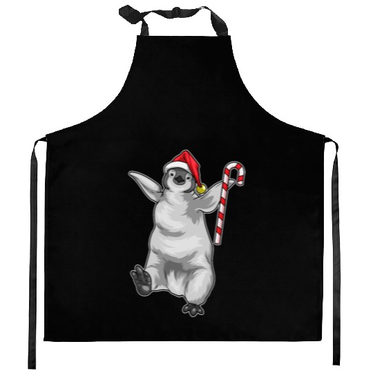 Penguin Christmas Candy cane Kitchen Aprons
