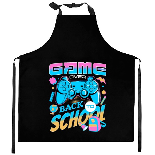 Game Over Back To School Happy First Day Of School Kitchen Aprons