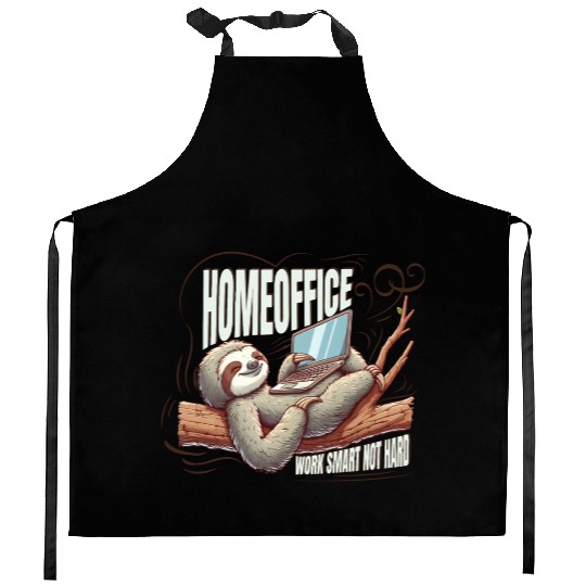 homeoffice work smartnot hard sloth notebook Kitchen Aprons