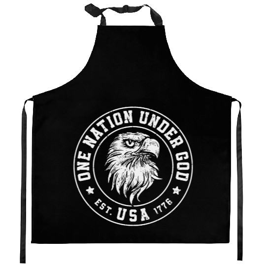 One Nation Under God Est. USA 1776 American Eagle Kitchen Aprons