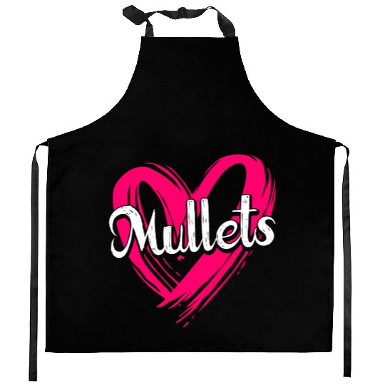 80s Haircut Heart Love Mullets Hairstyle Kitchen Aprons