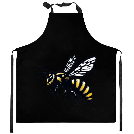 Two Color Wasp Insect Art 2 Kitchen Aprons