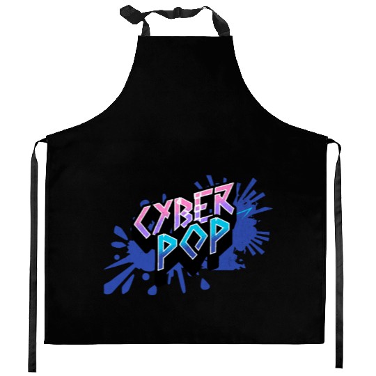 Cyber Pop - Vibrant Y2K Streetwear Aesthetic Kitchen Aprons