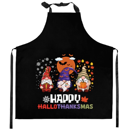 Happy Hallothanksmas Halloween Thanksgiving Kitchen Aprons
