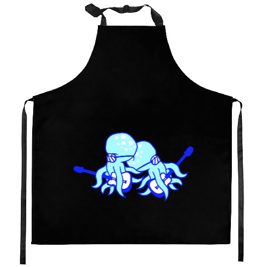 Two Cool Octopus Kraken Squid Guitar 2 Band Team Kitchen Aprons
