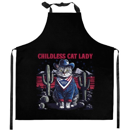 Childless Cat Lady For Kamala Kitchen Aprons