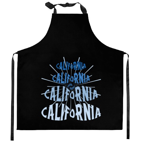 California West Coast Golden State Blue Graphic Kitchen Aprons