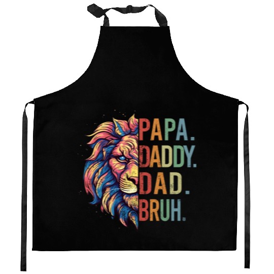 Papa Daddy Dad Bruh Retro Groovy Father's Day Kitchen Aprons