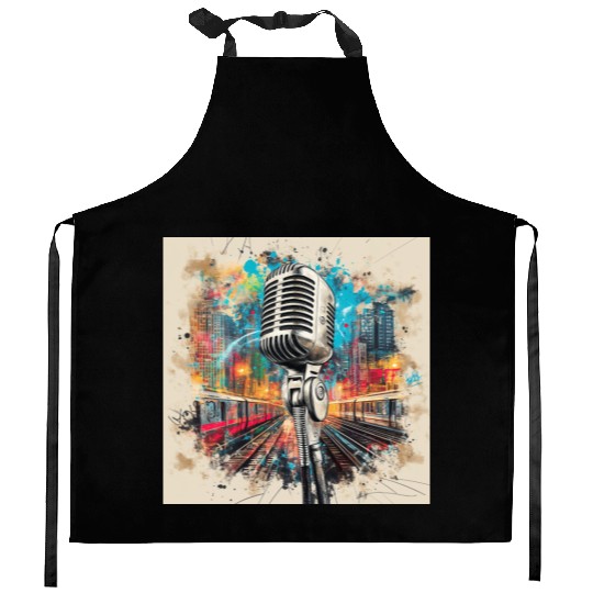 NYC Microphone AT Subway Kitchen Aprons