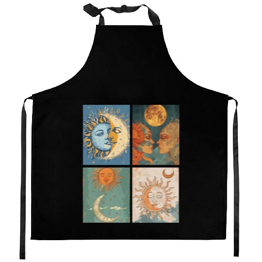 Moon and Sun Tarot Card Designed Look Kitchen Aprons