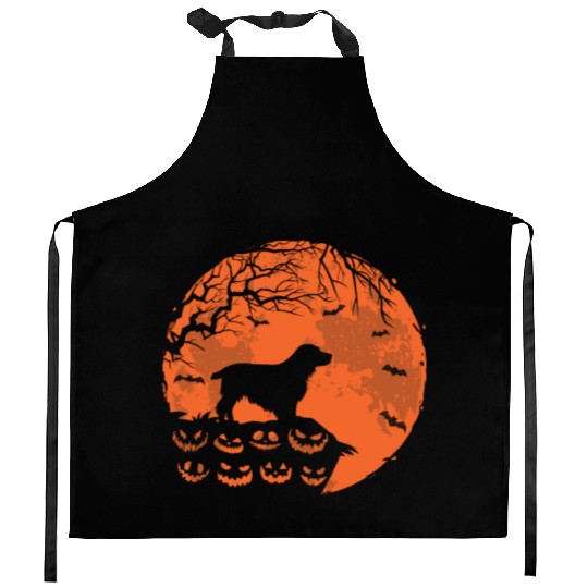 Cocker Spaniel And Moon Halloween Funny Dog Lover Kitchen Aprons