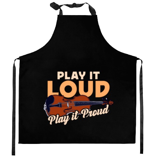 Fiddle Play It Loud Play It Proud Country Music Kitchen Aprons