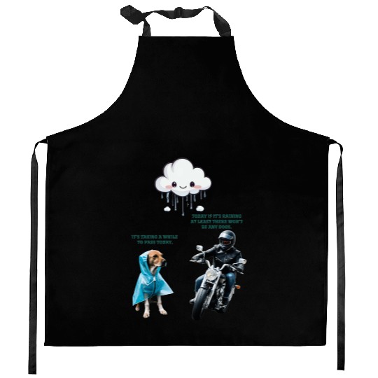 biker and the dog Kitchen Aprons