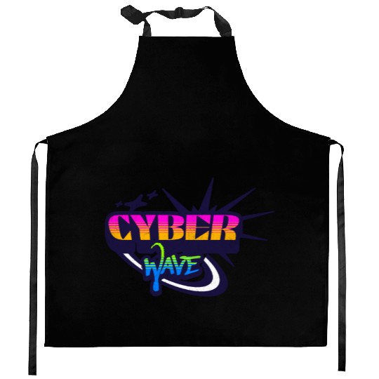 Cyber Wave - Neon Streetwear for Y2K fans Kitchen Aprons
