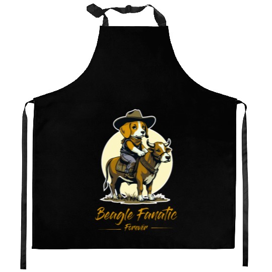Beagle fanatic forever Kitchen Aprons