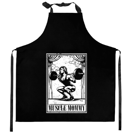 Tarot Cards Muscle Mommy Squatting Barbell Kitchen Aprons