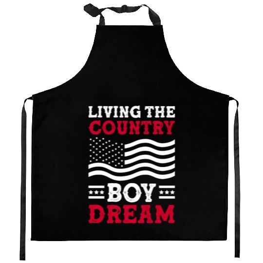 Small Town Us Flag Country Livin Boy Kitchen Aprons