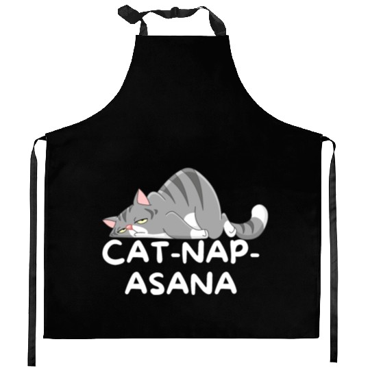 Funny Cat-Nap-Asana sleeping yoga Kitchen Aprons