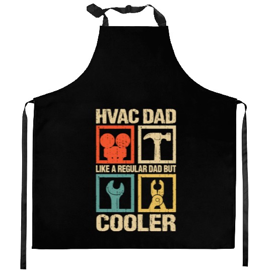 HVAC Dad But Cooler Funny HVAC Technician Father Kitchen Aprons