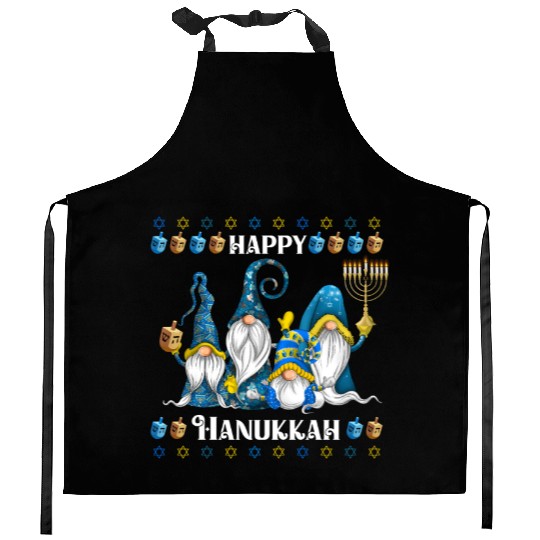 "Hanukkah Gnome" Wishing You a Happy Hanukkah Kitchen Aprons