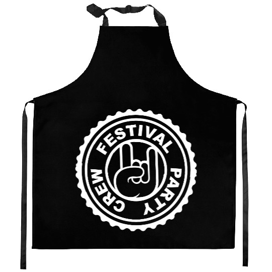 Festival party crew round stamp metal hand gesture Kitchen Aprons