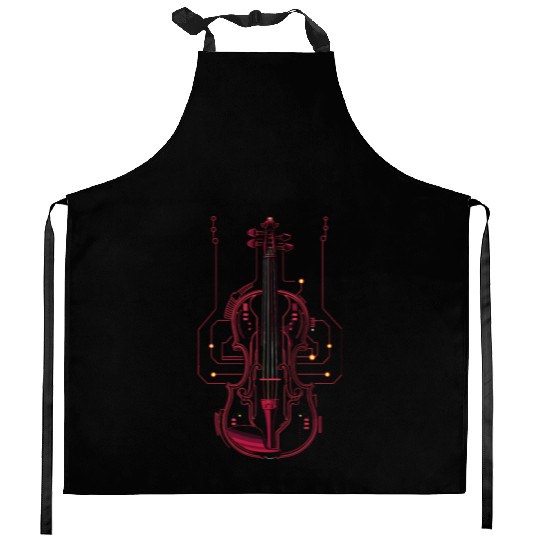 Violin One Line Drawing Kitchen Aprons