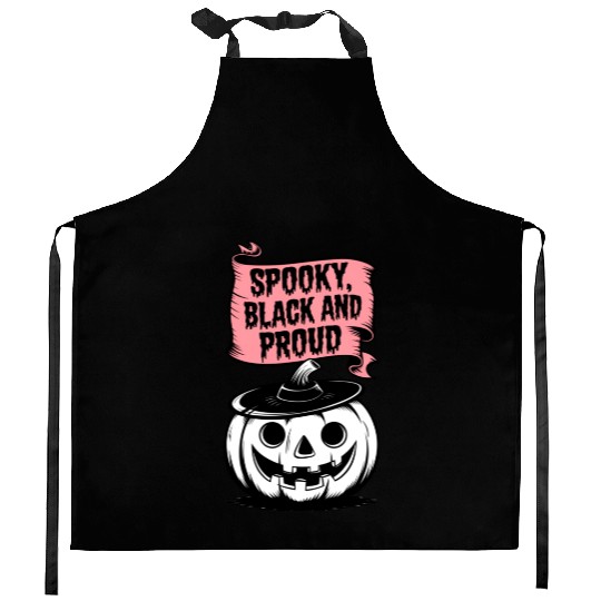 Spooky Black and Proud Kitchen Aprons