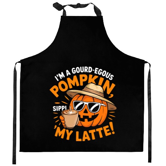 Pumpkin Spice Latte, Retro It's Fall Y'all Kitchen Aprons