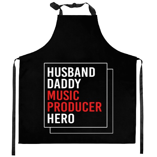 Fathers Day Husband Daddy Music Producer Kitchen Aprons