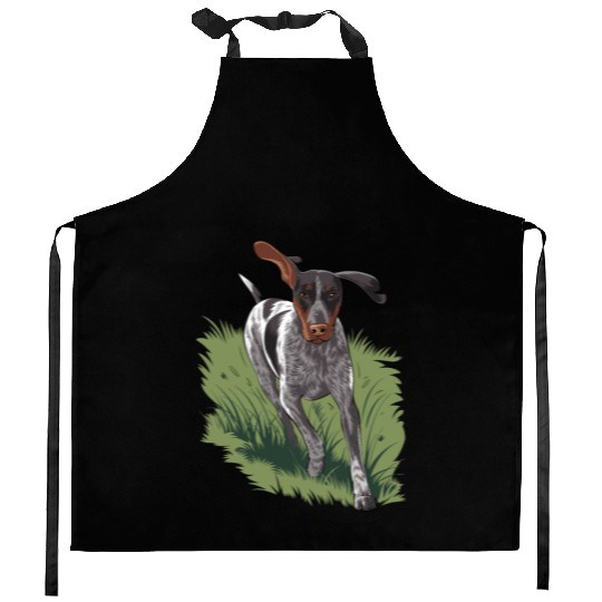 German Shorthaired Pointer Running In Field Kitchen Aprons