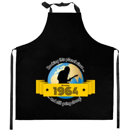 60th birthday Rocking this planet since 11/1964 Kitchen Aprons