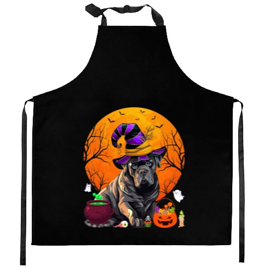 Funny Cane Corso Dog Witch Halloween Dog Lover Kitchen Aprons