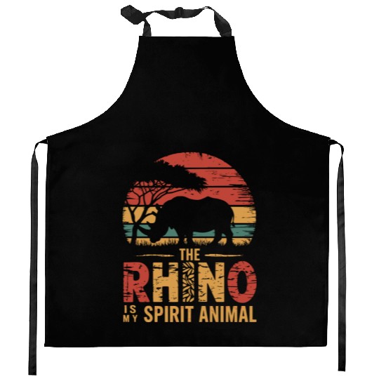 The Rhino Is My Spirit Animal Sunset Safari Kitchen Aprons