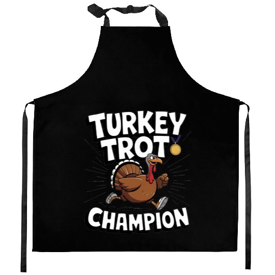 Funny Turkey Trot Running Thanksgiving Champion Kitchen Aprons