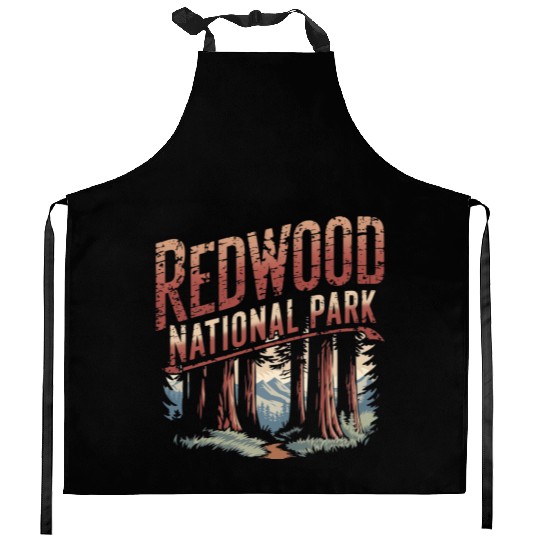 Redwood National park vintage Kitchen Aprons