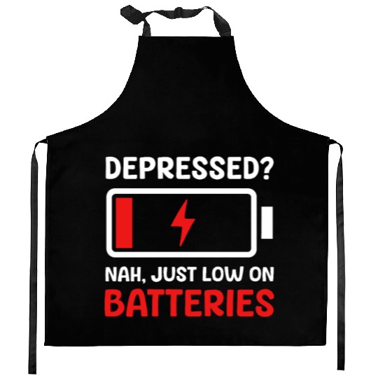 Depression Awareness Just Low On Batteries Kitchen Aprons