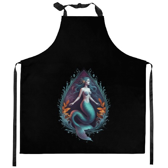 Mermaid's Ocean Drop: Ethereal Waters Kitchen Aprons